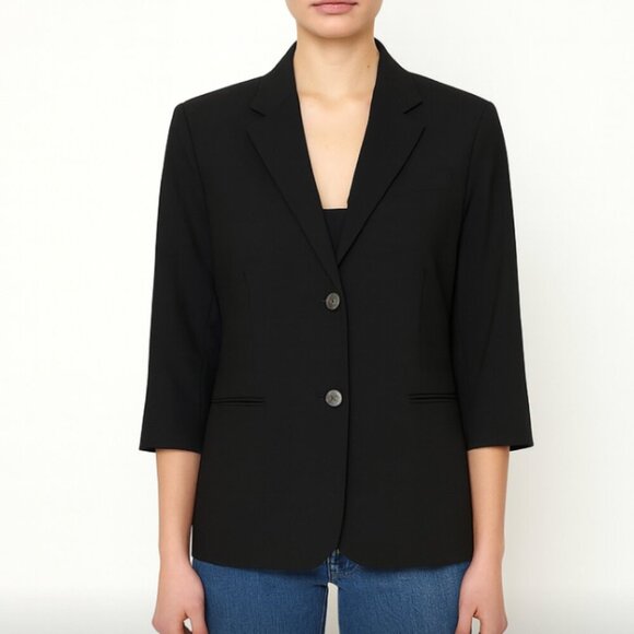 THE ROW Black Wool SCHOOLBOY 3/4 Sleeve Button-Front Blazer Jacket womens size 4 - Picture 7 of 10